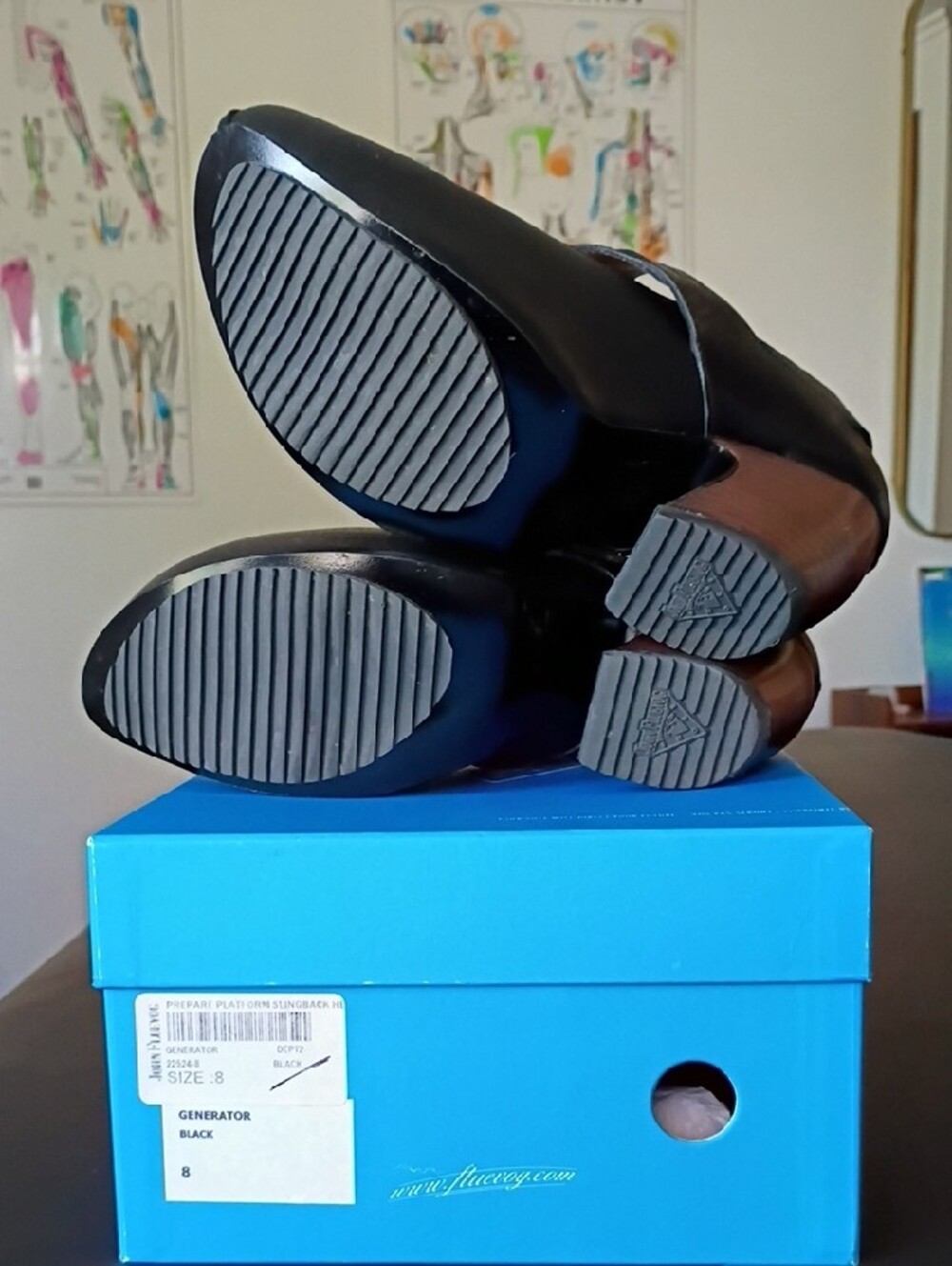 John Fluevog --Prepare Generator-- Black Slingback Platform Heels - Picture 3 of 5